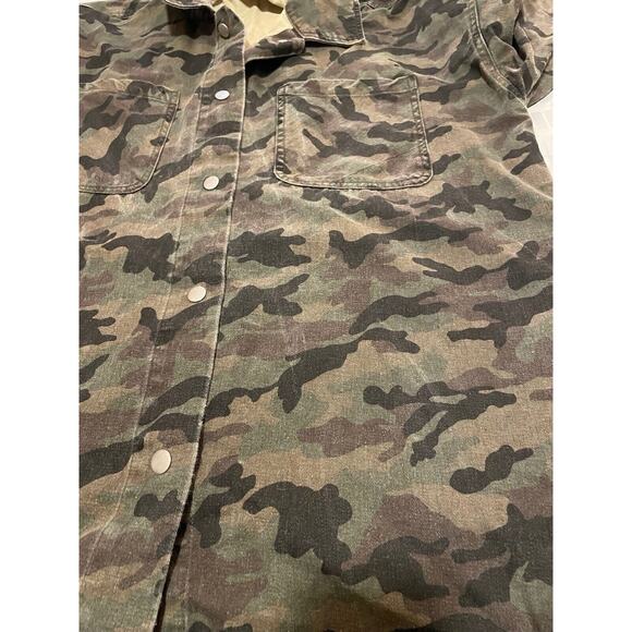 Charlie Paige Faded Camouflage Jacket Sz Large Lg Utility Coat Snap Up - Picture 12 of 16